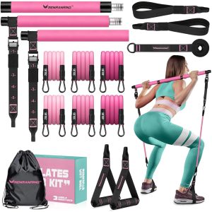 Multifunctional Pilates Bar Set with Resistance Bands, Sturdy Steel Adjustable Buckle, Ultimate Residence Gear for Full-Physique Exercises for Each Girls and Males