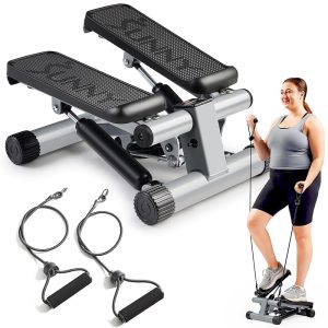 Sunny Well being & Health Compact Stepper for Residence Exercises, Stair Step Train Machine with Optionally available Resistance Bands, Full Physique Cardio Tools, and Bonus SunnyFit App