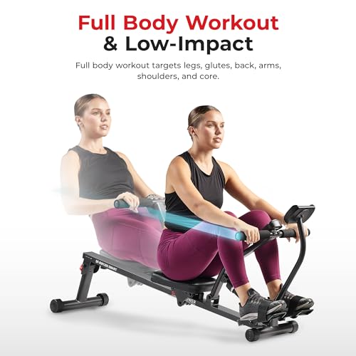 Sunny Well being & Health Compact Adjustable Rowing Machine That includes 12 Resistance Ranges for Full Physique Exercises and Non-compulsory Enhanced Connectivity with the Free SunnyFit App